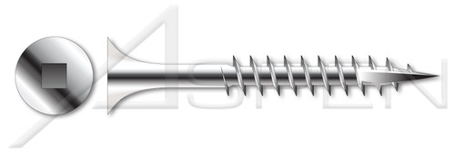 #6 X 1-1/4" Deck Screws, Bugle Square Drive, Coarse Thread, Type 17 Point, AISI 304 Stainless Steel (18-8)