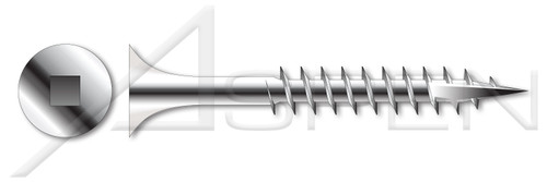 #8 X 3" Deck Screws, Bugle Square Drive, Coarse Thread, Type 17 Point, AISI 304 Stainless Steel (18-8)