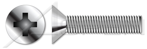 1/4"-20 X 3" Machine Screws, Flat Head with Phillips Drive, Stainless Steel