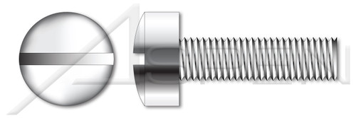 1/4"-20 X 1-3/4" Fillister Head Machine Screws with Slotted Drive, Stainless Steel