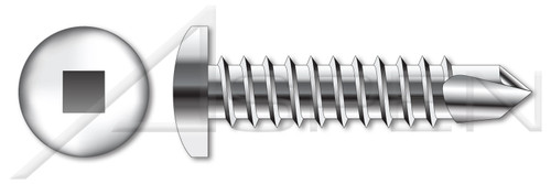 #10 X 2" Self-Drilling Screws, Pan Square Drive, AISI 410 Stainless Steel