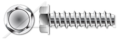 #6 X 3/8" Self Tapping Sheet Metal Screws with Hi-Lo Threading, Indented Hex Washer Head, 410 Stainless Steel