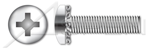 1/4"-20 X 1" SEMS Machine Screws with 410 Stainless Steel External Tooth Lock Washer, Pan Head with Phillips Drive, Stainless Steel