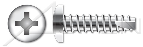 #10 X 1/2" Type 25 Thread Cutting Screws, Pan Head with Phillips Drive, 18-8 Stainless Steel