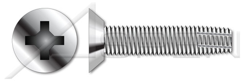#10-32 X 1/2" Type F Thread Cutting Screws, Flat Undercut Head with Phillips Drive, Stainless Steel