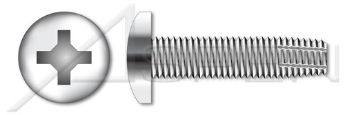 #10-24 X 1-1/2" Type F Thread Cutting Screws, Pan Head with Phillips Drive, 410 Stainless Steel