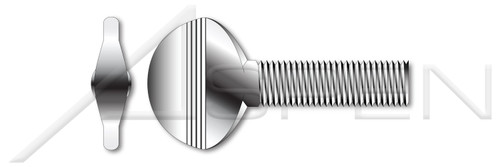 #10-32 X 3/8" Thumb Screws, Spade Head, No Shoulder Type B, AISI 304 Stainless Steel (18-8)