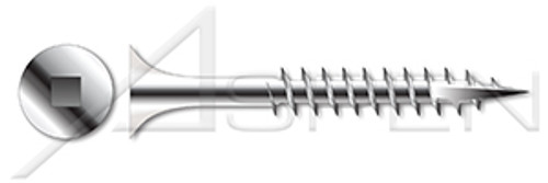 #8 X 2-1/4" Deck Screws, Bugle Square Drive, Type 17 Point, AISI 316 Stainless Steel