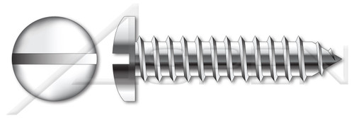 #6 X 3/8" Type AB Self Tapping Sheet Metal Screws, Pan Head with Slotted Drive, Stainless Steel