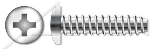 #4 X 7/8" Self-Tapping Sheet Metal Screws, Type "B", Pan Phillips Drive, AISI 304 Stainless Steel (18-8)