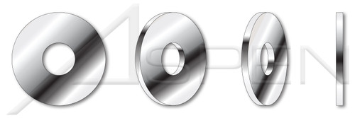 3/8", ID=0.406", OD=3/8", THK=0.050" Flat Washers, Standard, AISI 304 Stainless Steel (18-8)