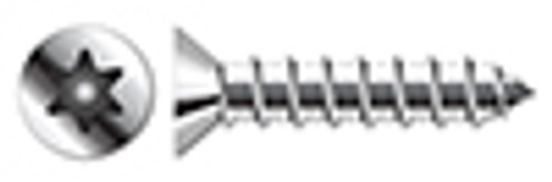 #8 X 1" Self-Tapping Sheet Metal Security Screws, Flat Countersunk Head Tamper Resistant Torx Pin Drive, Type "A", AISI 304 Stainless Steel (18-8)