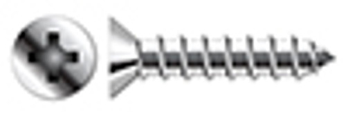 #6 X 1/2" Self-Tapping Sheet Metal Screws, Type "A", Flat Phillips Drive, AISI 410 Stainless Steel