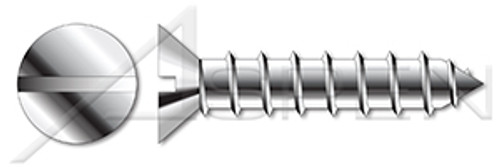 #14 X 1-1/2" Self-Tapping Sheet Metal Screws, Type "A", Flat Slot Drive, AISI 304 Stainless Steel (18-8)