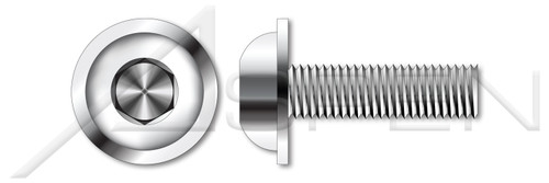 1/4"-20 X 1/2" Flanged Button Head Cap Screws with Hex Socket Drive, Stainless Steel 18-8