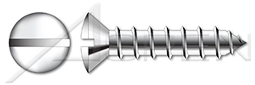 #12 X 1-3/4" Self-Tapping Sheet Metal Screws, Type "A", Oval Slot Drive, AISI 304 Stainless Steel (18-8)