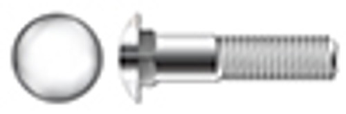 #10-32 X 1-1/2" Carriage Bolts, Round Head, Square Neck, AISI 304 Stainless Steel (18-8)