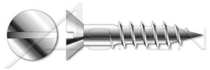 #10 X 1-1/4" Wood Screws, Flat Slot Drive, AISI 304 Stainless Steel (18-8)