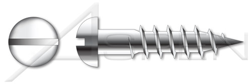 #5 X 5/8" Wood Screws, Round Head with Slotted Drive, Stainless Steel