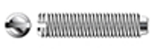 #10-24 X 3/16" Set Screws, Slotted Drive, Cup Point, Full Thread, AISI 304 Stainless Steel (18-8)