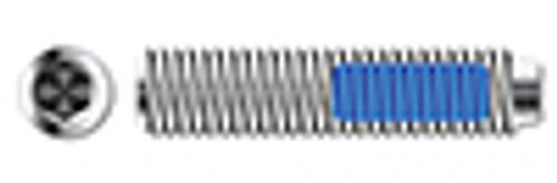 #10-32 X 1/2" Hex Socket Set Screws, Thread-Locking Patch, Cup Point, Full Thread, AISI 304 Stainless Steel (18-8)