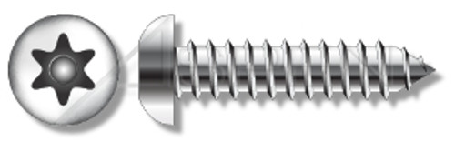 #10 X 1/2" Button Head Type AB Self Tapping Sheet Metal Security Screws with Tamper-Resistant 6Lobe Torx(r) Pin Drive, Stainless Steel 18-8, Includes Driver Bit