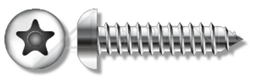 #14 X 1-1/4" Button Head Type AB Self Tapping Sheet Metal Security Screws with Tamper-Resistant Torx Plus(r) Pin Drive, Stainless Steel 18-8