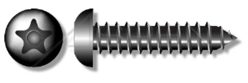 #14 X 1-1/2" Button Head Type AB Self Tapping Sheet Metal Security Screws with Tamper-Resistant Torx Plus(r) Pin Drive, Black Oxide Coated Steel