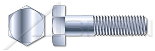 1/2"-13 X 16" Machine Bolts, Undersized Body, Hex Head, A307 Steel, Zinc