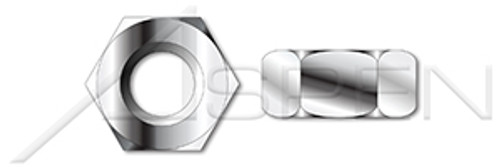 3/8"-16 Hex Finished Nuts, Left-Hand Thread, AISI 304 Stainless Steel (18-8)