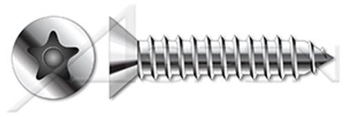 #14 X 5/8" Flat Head Type AB Self Tapping Sheet Metal Security Screws with Tamper-Resistant Torx Plus(r) Pin Drive, Stainless Steel 18-8