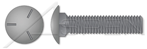 1/2"-13 X 1-1/4" Carriage Bolts, Round Head, Square Neck, Undersized Body, Full Thread, Grade 5 Steel, Plain