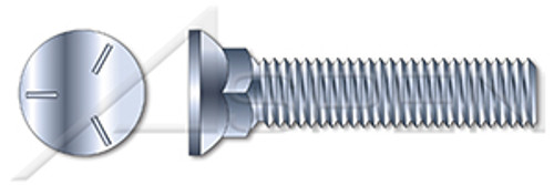 1/2"-13 X 2-1/2" Plow Bolts, Flat Head, #3 Head, Full Thread, Grade 5 Steel, Zinc