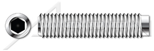 M12-1.75 X 45mm DIN 915 / ISO 4028, Metric, Hex Socket Set Screws, Dog Point, A2 Stainless Steel