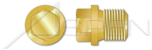 M12-1.5 DIN 910, Metric, Threaded Screw Pipe Plugs, Hex Drive, Straight Thread, Brass