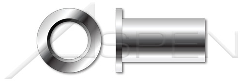 1/4"-20, Grip=0.030"-0.130" Stainless Steel, Blind Threaded Inserts, Low Profile, Small Head, Open End