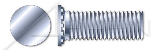 M6-1.0 X 12mm Self-Clinching Studs, Flush Head Self-Clinching Studs, Metric, Full Thread, Steel, Zinc Plated and Baked