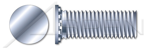 #10-32 X 1-1/2" Self-Clinching Studs, Flush Head Self-Clinching Studs, Full Thread, Steel, Zinc Plated and Baked