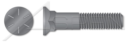 1/2"-13 X 3" Plow Bolts, Flat Head, #3 Head, Grade 8 Steel, Plain