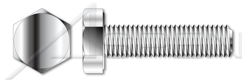 M5 X 50mm Hex Cap Screws, Fully Threaded, DIN 933 / ISO 4017, A2 Stainless Steel