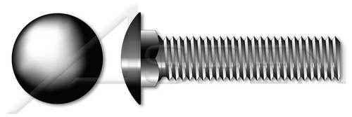 1/4"-20 X 5" Carriage Bolts, Round Head, Square Neck, Full Thread, A307 Steel, Black Oxide
