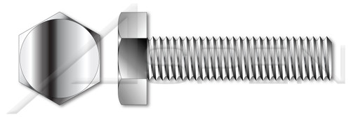 1/4"-28 X 1-1/2" Fully Threaded Hex Head Tap Bolts, Stainless Steel 18-8