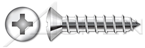 #4 X 3/8" Self-Tapping Sheet Metal Screws, Type "A", Oval Phillips Drive, AISI 316 Stainless Steel