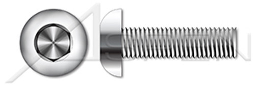 3/8"-24 X 3/4" Button Head Hex Socket Cap Screws, Full Thread, AISI 316 Stainless Steel