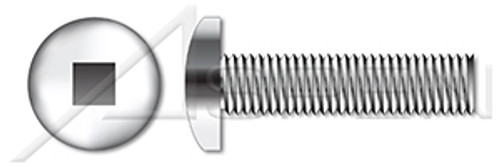 #10-32 X 5/8" Machine Screws, Pan Square Drive, Full Thread, AISI 304 Stainless Steel (18-8)