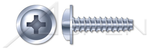 M3.5 X 10mm Thread-Rolling Screws for Plastics, Pan Flange Head with Phillips Drive, Zinc Plated Steel
