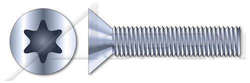 M8-1.25 X 20mm Flat Head Machine Screws with 6Lobe Torx(r) Drive, Zinc Plated Steel, DIN 965 / ISO 7046