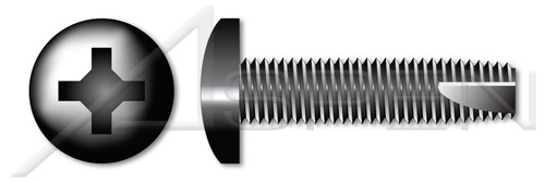 #4-40 X 1/2" Type 23 Thread Cutting Screws, Pan Head with Phillips Drive, Black Oxide Coated Steel
