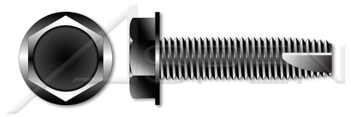 #6-32 X 7/8" Type 23 Thread Cutting Screws, Indented Hex Washer Head, Black Oxide Coated Steel