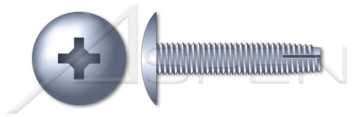 1/4"-20 X 1-1/2" Type 1 Thread Cutting Screws, Truss Head with Phillips Drive, Steel, Zinc Plated and Baked